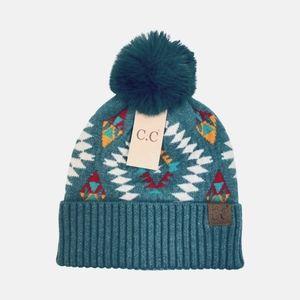 C.C. Aztec beanie in teal